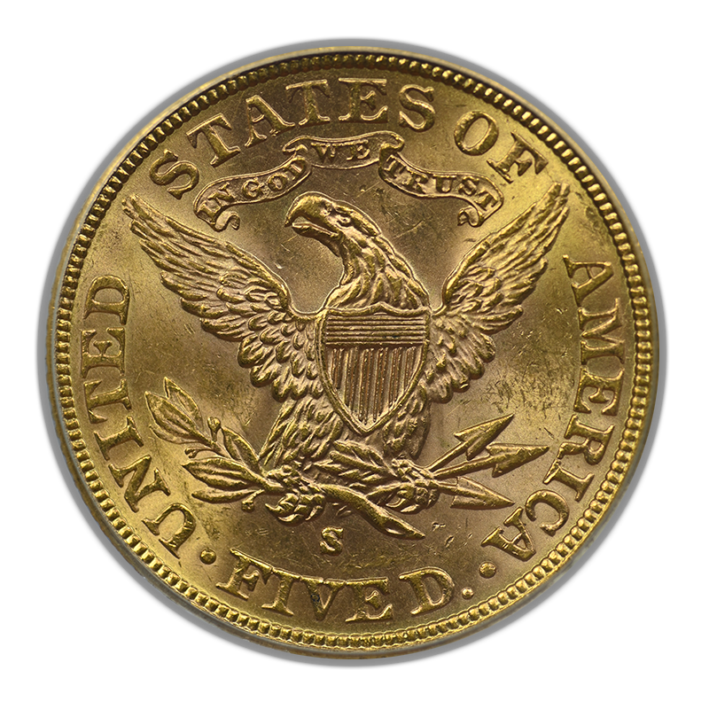 1903-S Liberty Head Gold Half Eagle $5 PCGS MS63 Reverse