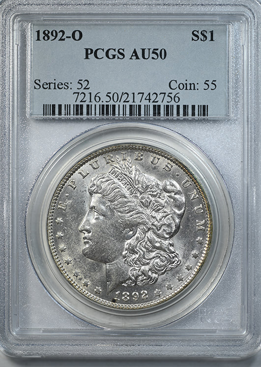 1892-O Morgan Dollar $1 PCGS AU50 Obverse Slab