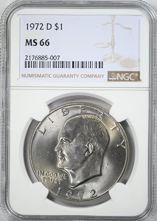1972-D Clad Eisenhower Ike Dollar $1 NGC MS66