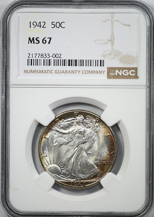 1942 Walking Liberty Half Dollar 50C NGC MS67
