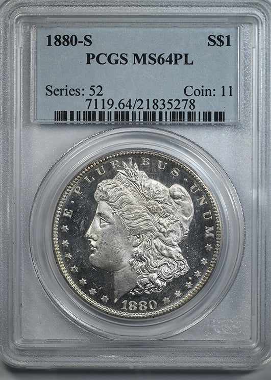 1880-S Morgan Dollar $1 PCGS MS64PL - Prooflike Obverse Slab