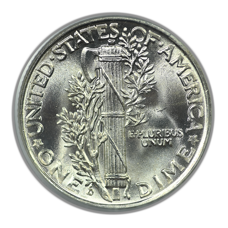 1939-D Mercury Dime 10C PCGS MS64FB Gold CAC OGH - Full Bands