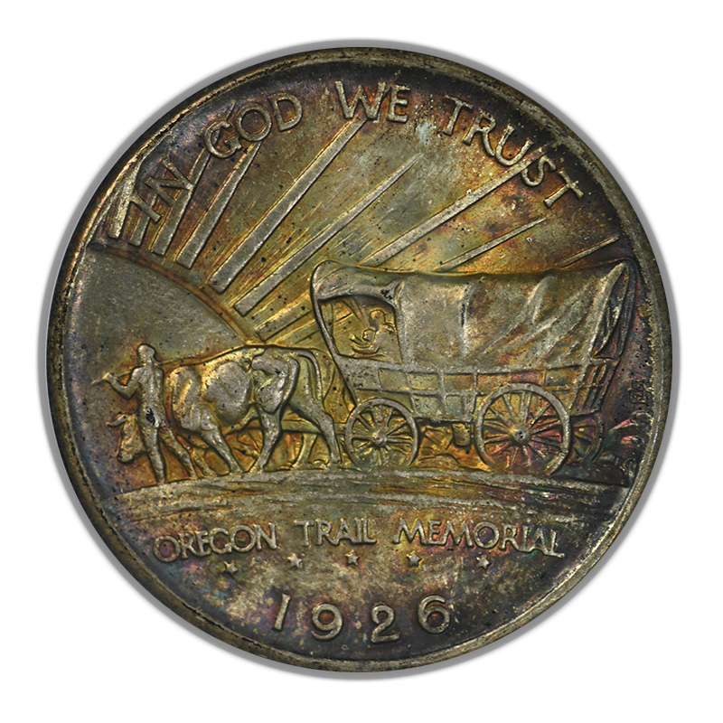 1926 Oregon Trail Classic Commemorative Half Dollar 50C NGC Fatty MS65 CAC - TONED!