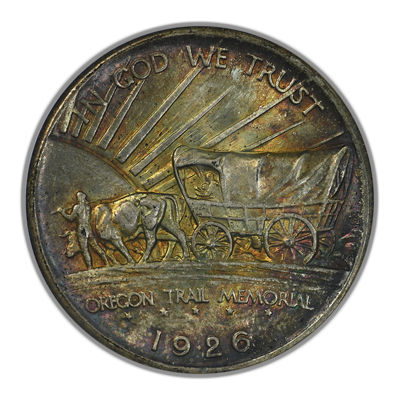 1926 Oregon Trail Classic Commemorative Half Dollar 50C NGC Fatty MS65 CAC - TONED!