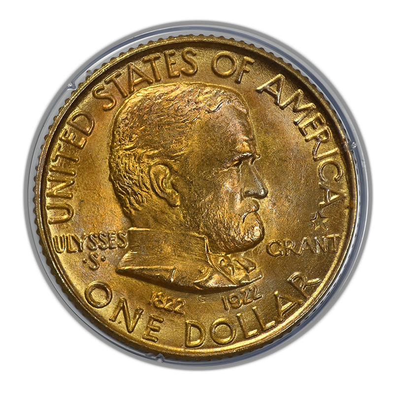 1922 Grant with Star Classic Commemorative Gold Dollar G$1 PCGS Rattler MS64 Gold CAC Obverse