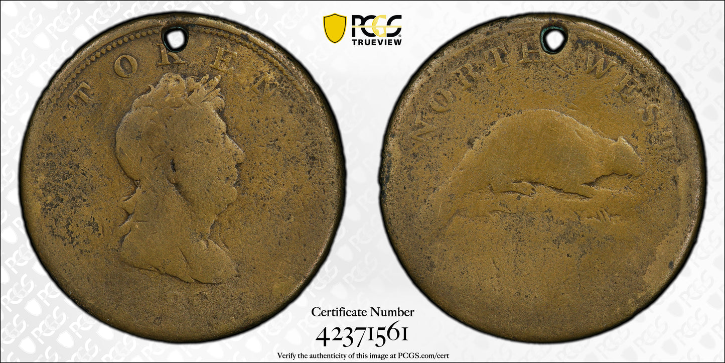 1820 North West Company Brass Token PCGS AG03 Trueview