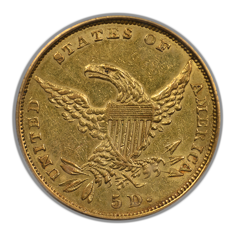 1836 Classic Head Gold Half Eagle $5 PCGS AU50 Reverse
