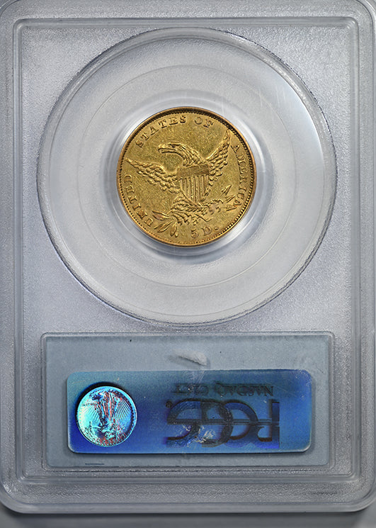 1836 Classic Head Gold Half Eagle $5 PCGS AU50 Reverse Slab