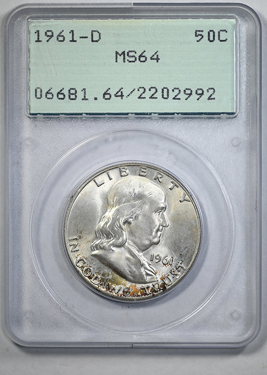 1961-D Franklin Half Dollar 50C PCGS Rattler MS64