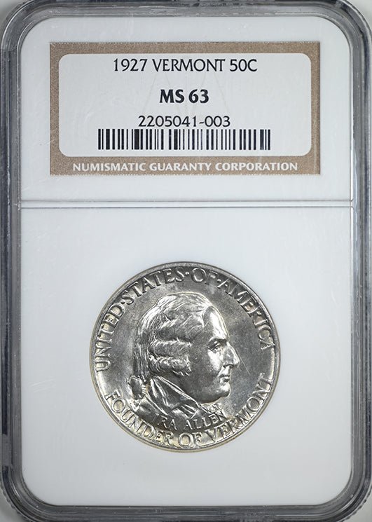 1927 Vermont Classic Commemorative Half Dollar 50C NGC MS63