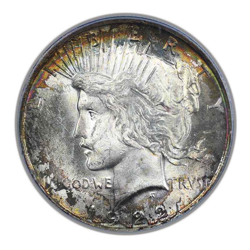 1922 Peace Dollar $1 PCGS MS63 - TONED!