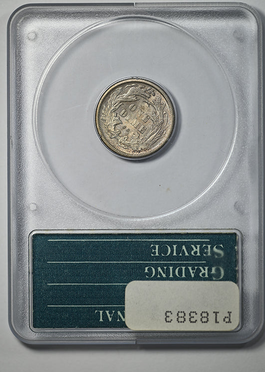 1875-CC Liberty Seated Dime 10C PCGS Rattler MS63 Reverse Slab