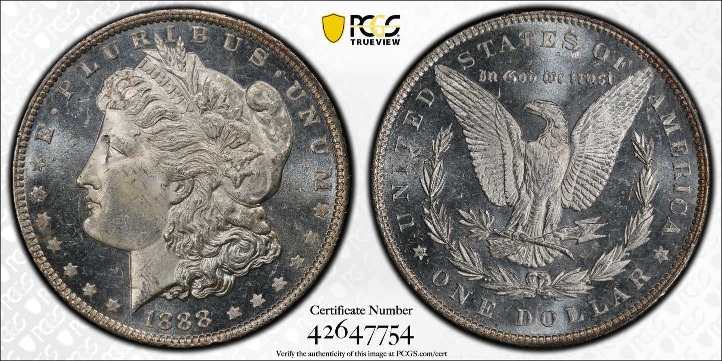 1888 Morgan Dollar $1 PCGS MS63PL - Proof Like Trueview