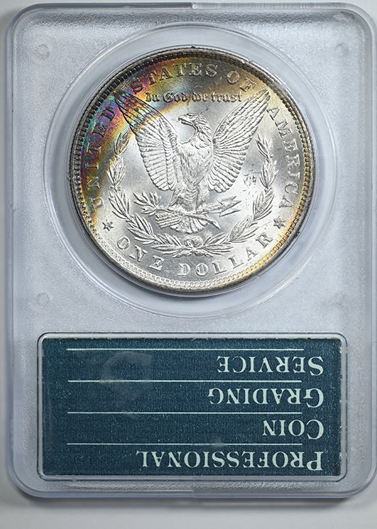 1886 Morgan Dollar $1 PCGS Rattler MS63 CAC - RAINBOW TONED!