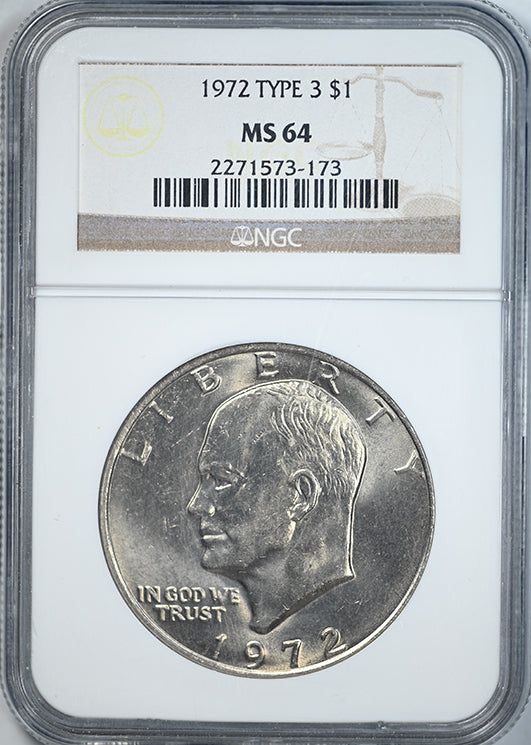 1972 Type 3 Clad Eisenhower Ike Dollar $1 NGC MS64