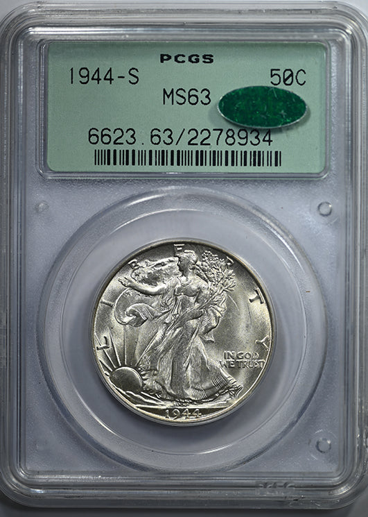 1944-S Walking Liberty Half Dollar 50C PCGS MS63 CAC OGH