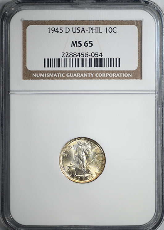 1945-D USA Philippines 10C Centavos NGC MS65