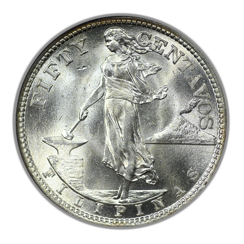 1945-S USA Philippines 50C Centavos NGC MS66