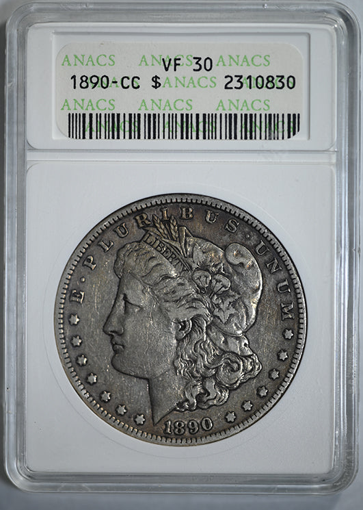 1890-CC Morgan Dollar $1 ANACS Soapbox VF30
