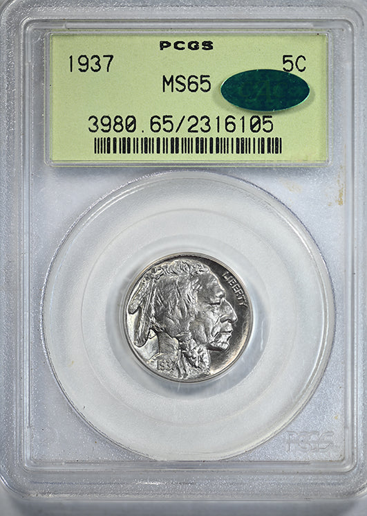 1937 Buffalo Nickel 5C PCGS MS65 CAC OGH