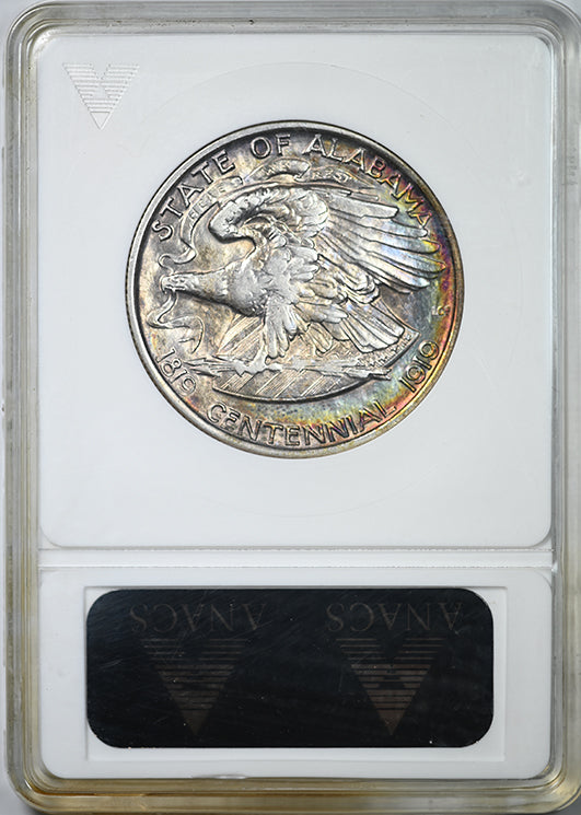 1921 Alabama Classic Commemorative Half Dollar 50C ANACS Soapbox AU55 - REVERSE TONED!