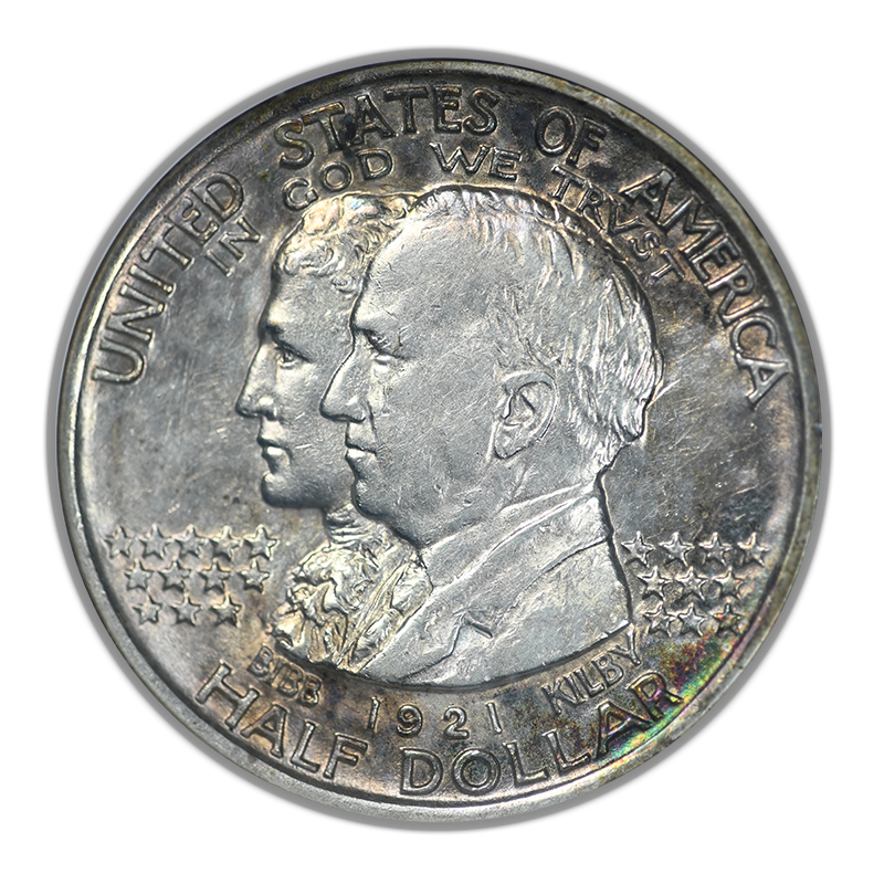 1921 Alabama Classic Commemorative Half Dollar 50C ANACS Soapbox AU55 - REVERSE TONED!
