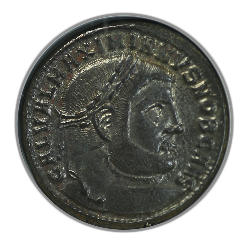 AD 305-311 Roman Empire Galerius AE Follis ANACS Soapbox AU50  Obverse