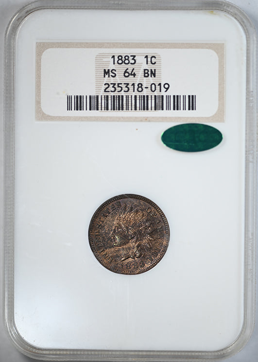 1883 Indian Head Cent 1C NGC Fatty MS64BN CAC