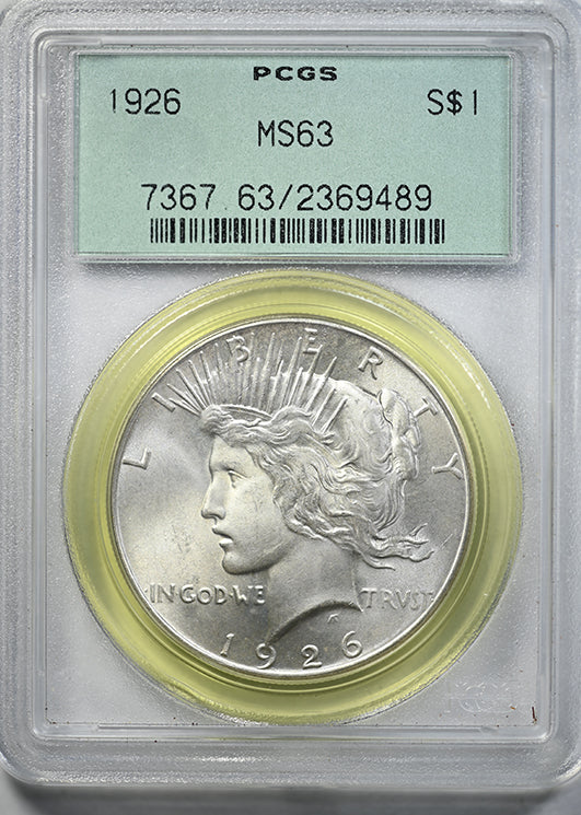 1926 Peace Dollar $1 PCGS MS63 OGH