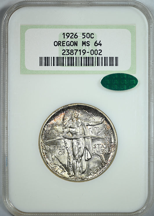 1926 Oregon Trail Classic Commemorative Half Dollar 50C NGC Fatty MS64 CAC