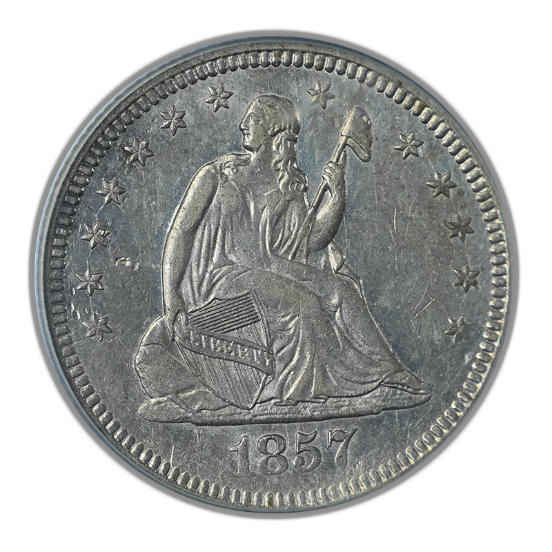 1857-O Liberty Seated Quarter 25C PCGS AU50 OGH