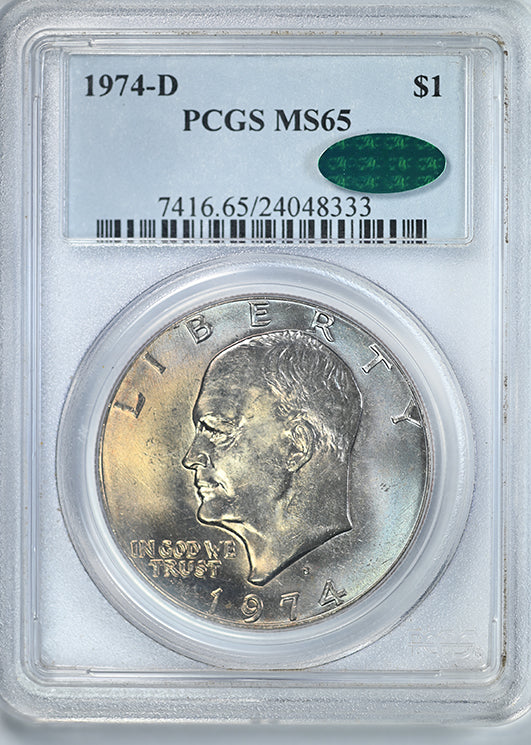 1974-D Clad Eisenhower Ike Dollar $1 PCGS MS65 CAC - TONED!