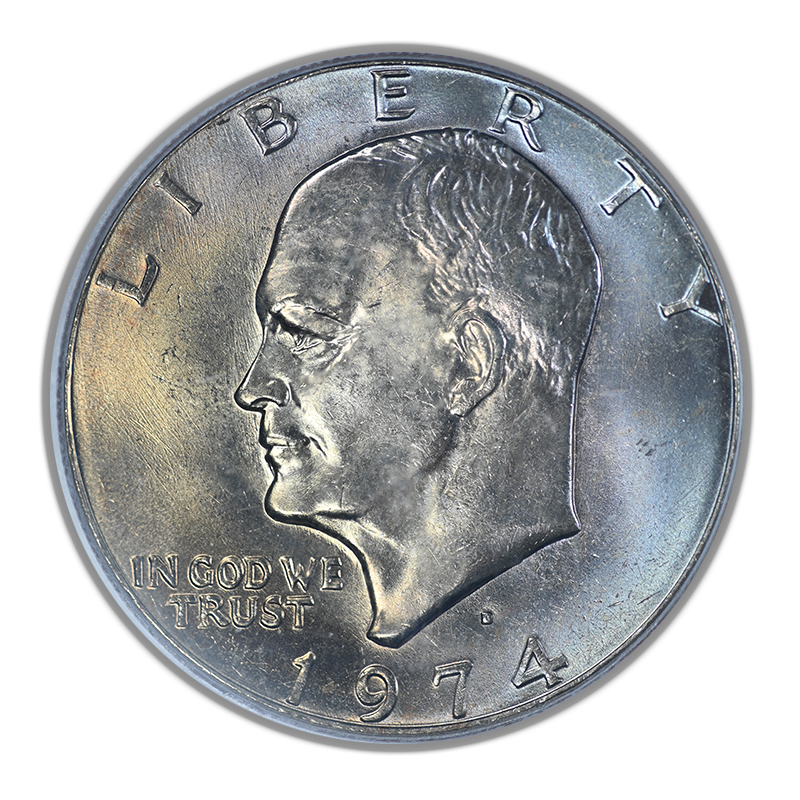 1974-D Clad Eisenhower Ike Dollar $1 PCGS MS65 CAC - TONED!