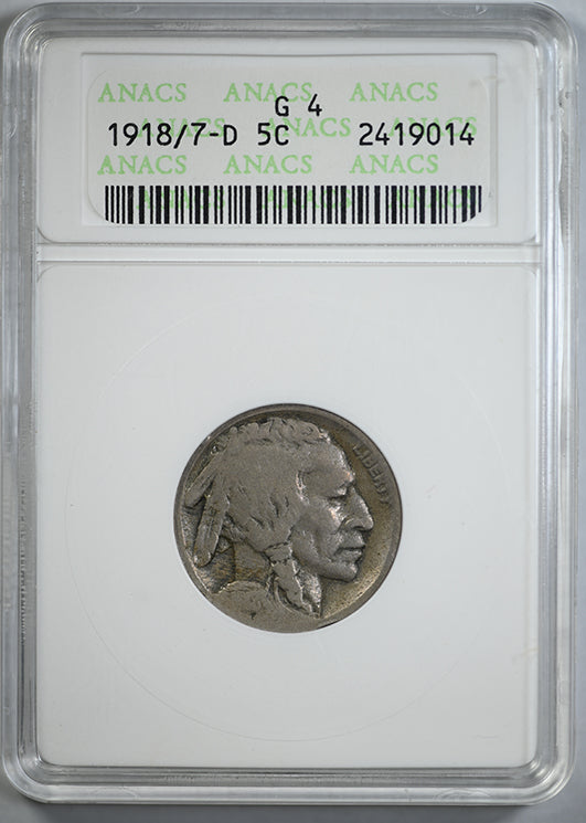 1918/7-D Buffalo Nickel 5C ANACS Soapbox G4