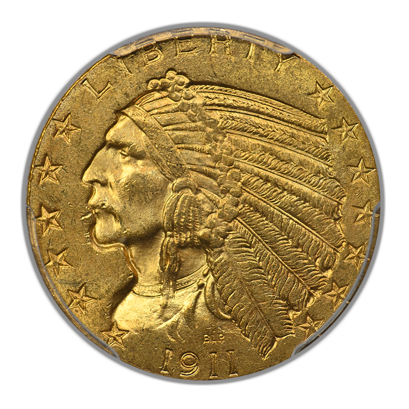 1911 Indian Head Gold Half Eagle $5 PCGS MS63 CAC Obverse