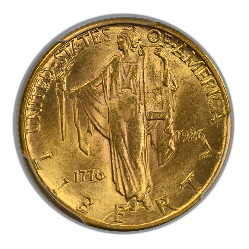 1926 Sesquicentennial Classic Commemorative Gold Quarter Eagle $2.50 PCGS MS63+ Obverse