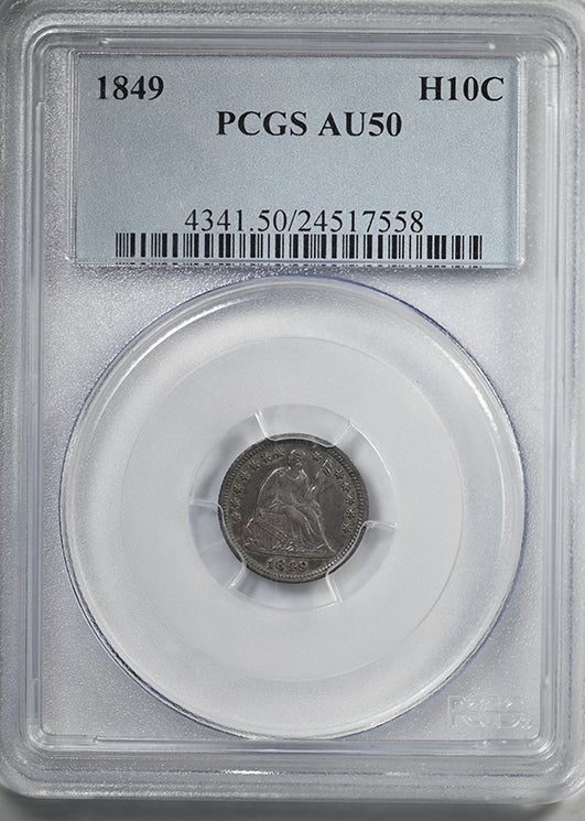 1849 Liberty Seated Half Dime H10C PCGS AU50