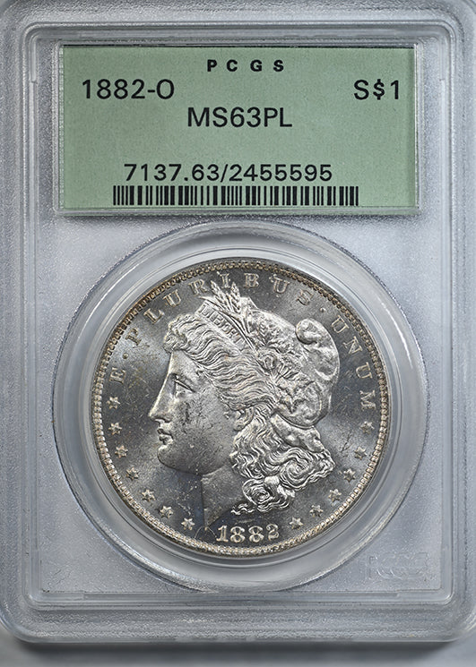 1882-O Morgan Dollar $1 PCGS MS63PL OGH - Proof Like Obverse Slab