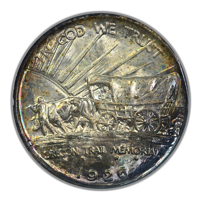 1926-S Oregon Trail Classic Commemorative Half Dollar 50C NGC Fatty MS65 CAC - TONED!