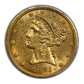 1891-CC Liberty Head Gold Half Eagle $5 PCGS AU58 Obverse