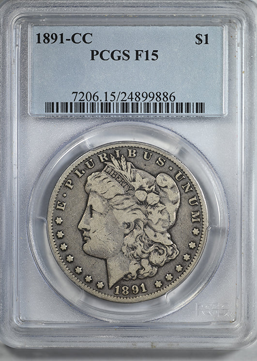 1891-CC Morgan Dollar $1 PCGS F15