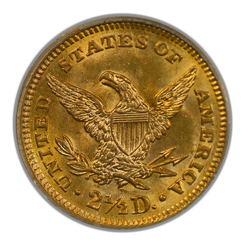 1907 Liberty Head Gold Quarter Eagle $2.50 PCGS MS63 OGH Reverse