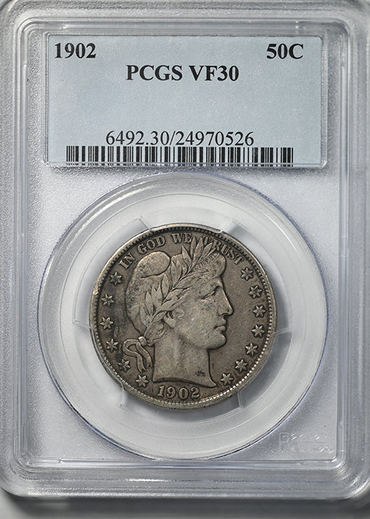 1902 Barber Half Dollar 50C PCGS VF30