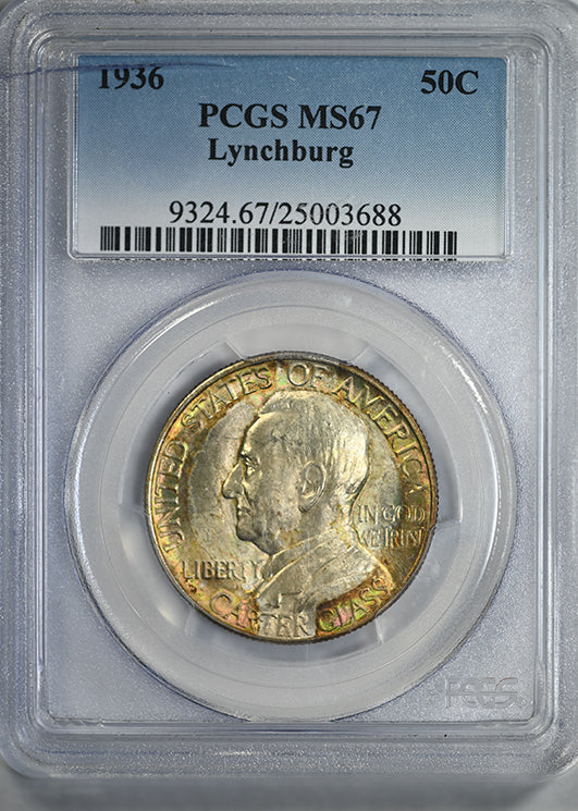 1936 Lynchburg Classic Commemorative Half Dollar 50C PCGS MS67 - TAB TONED!