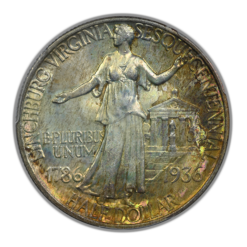 1936 Lynchburg Classic Commemorative Half Dollar 50C PCGS MS67 - TAB TONED!