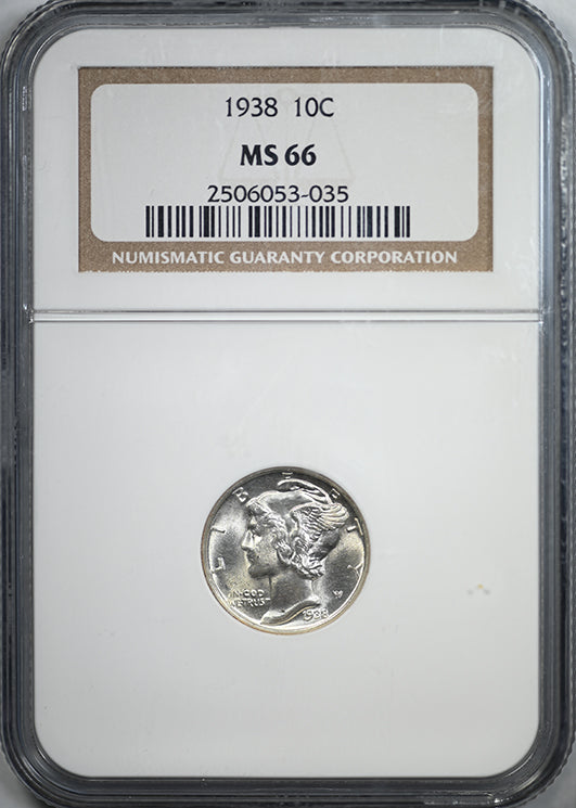 1938 Mercury Dime 10C NGC MS66