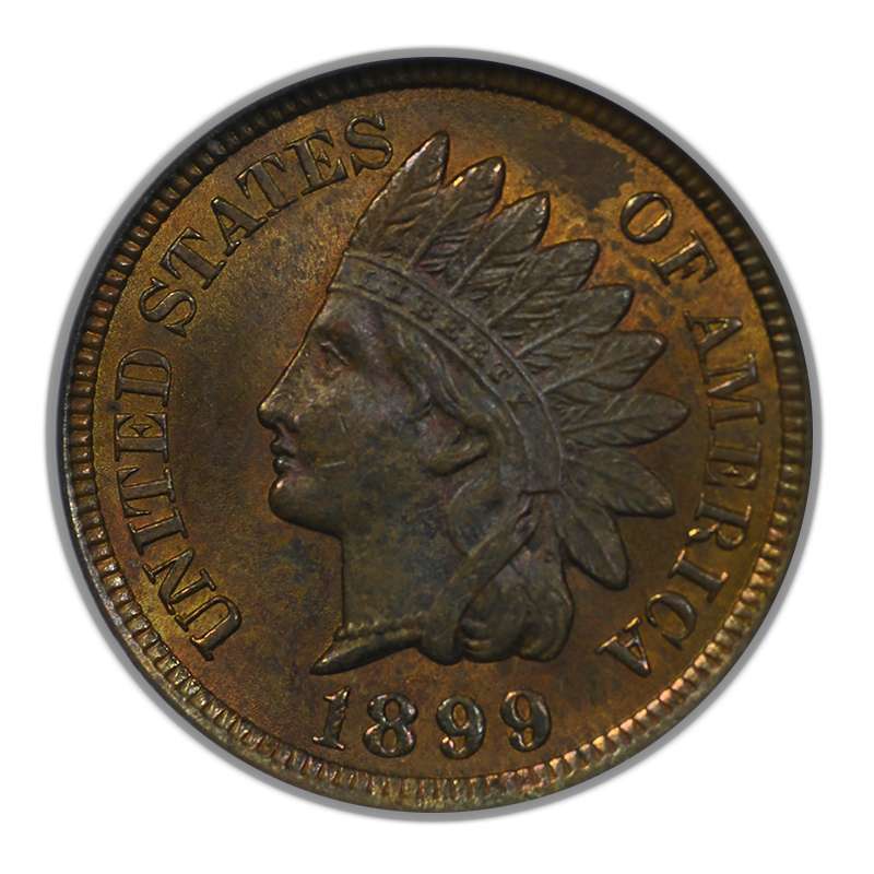 1899 Indian Head Cent 1C ANACS Soapbox MS63RB - REVERSE TONED! Obverse