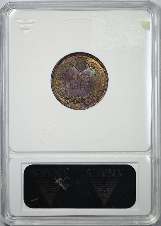 1899 Indian Head Cent 1C ANACS Soapbox MS63RB - REVERSE TONED! Reverse Slab