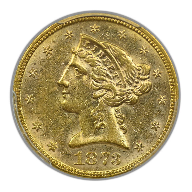1873 Liberty Head Gold Half Eagle $5 PCGS MS62 - Closed 3