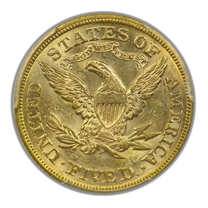 1873 Liberty Head Gold Half Eagle $5 PCGS MS62 - Closed 3